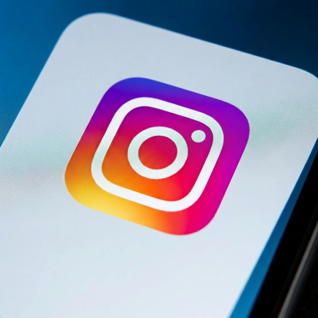 Instagram logo displayed on a digital screen.
